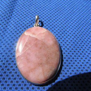 Pretty Pink Agate Pendant framed w Sterling Silver